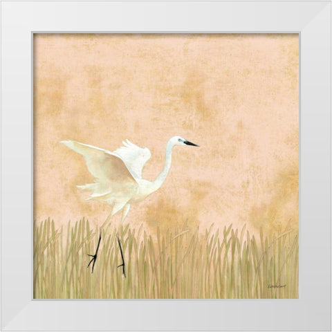Egret Alighting I White Modern Wood Framed Art Print by Lovell, Kathrine