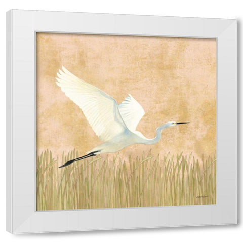Egret Alighting II White Modern Wood Framed Art Print by Lovell, Kathrine
