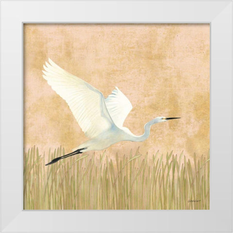 Egret Alighting II White Modern Wood Framed Art Print by Lovell, Kathrine