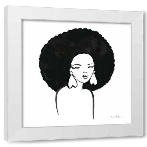 Afro Girl I White Modern Wood Framed Art Print by Zaman, Farida