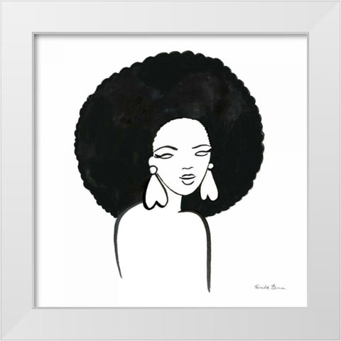 Afro Girl I White Modern Wood Framed Art Print by Zaman, Farida