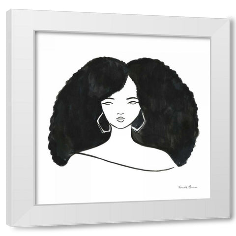 Afro Girl II White Modern Wood Framed Art Print by Zaman, Farida