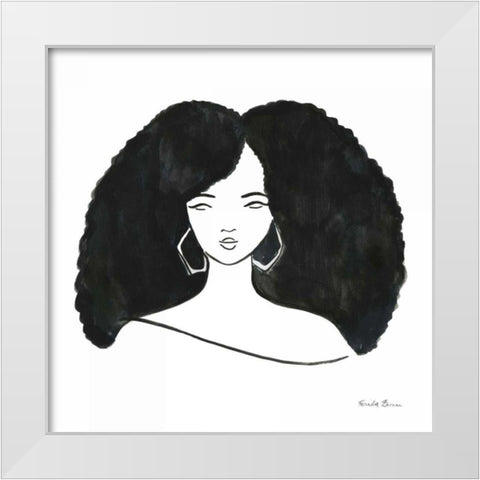 Afro Girl II White Modern Wood Framed Art Print by Zaman, Farida