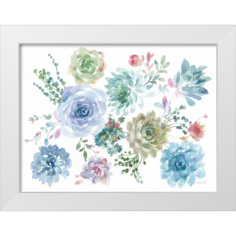 Pretty Succulents White Modern Wood Framed Art Print by Nai, Danhui