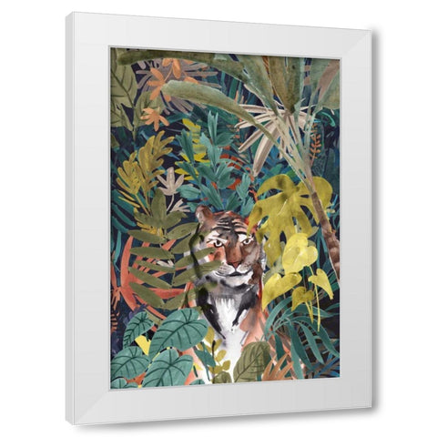 Jungle Mood White Modern Wood Framed Art Print by Panganiban, Karyn