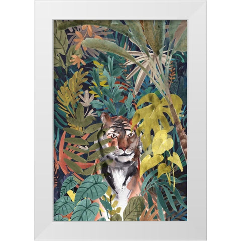 Jungle Mood White Modern Wood Framed Art Print by Panganiban, Karyn