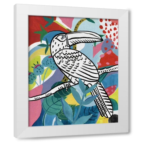 Jungle Toucan White Modern Wood Framed Art Print by Zaman, Farida