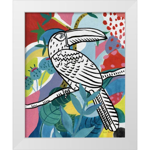 Jungle Toucan White Modern Wood Framed Art Print by Zaman, Farida