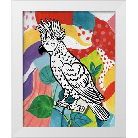 Jungle Cockatoo White Modern Wood Framed Art Print by Zaman, Farida