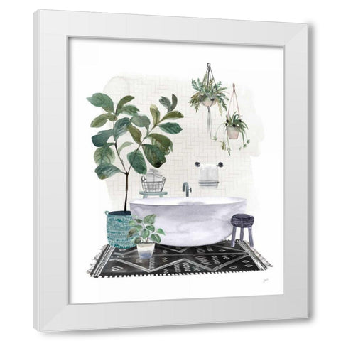 Courtyard Bath No Cat Neutral White Modern Wood Framed Art Print by Panganiban, Karyn