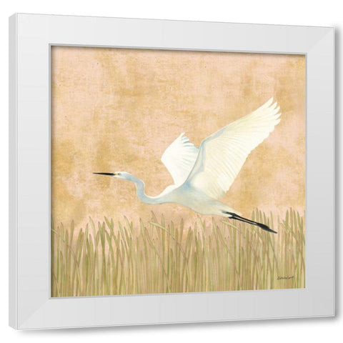 Egret Alighting II Flipped White Modern Wood Framed Art Print by Lovell, Kathrine