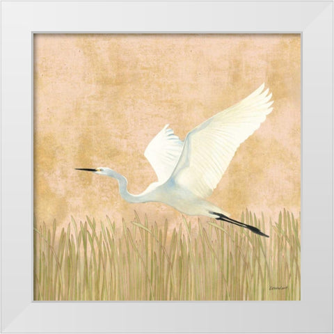 Egret Alighting II Flipped White Modern Wood Framed Art Print by Lovell, Kathrine