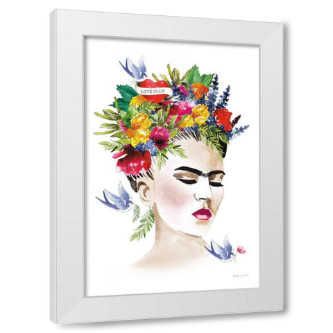 She is Frida White Modern Wood Framed Art Print by Charro, Mercedes Lopez