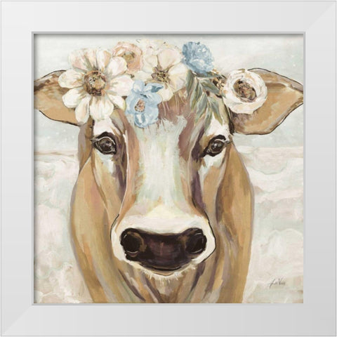 Beau with Flowers Neutral White Modern Wood Framed Art Print by Vertentes, Jeanette