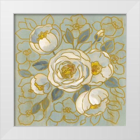 Sage Floral II v2 White Modern Wood Framed Art Print by Vassileva, Silvia