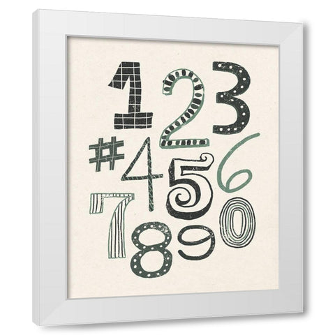 Funky Numbers Dark White Modern Wood Framed Art Print by Mullan, Michael