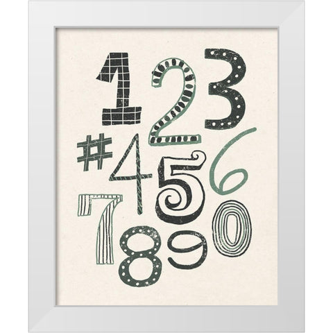 Funky Numbers Dark White Modern Wood Framed Art Print by Mullan, Michael
