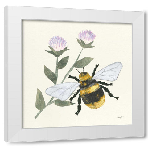 In the Garden Bee White Modern Wood Framed Art Print by Prahl, Courtney