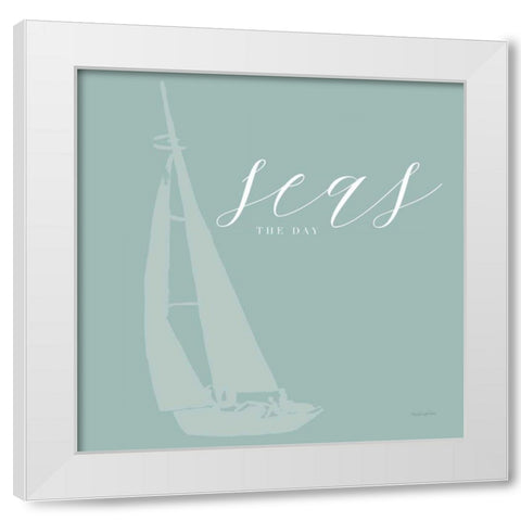 Seas the Day White Modern Wood Framed Art Print by Charro, Mercedes Lopez
