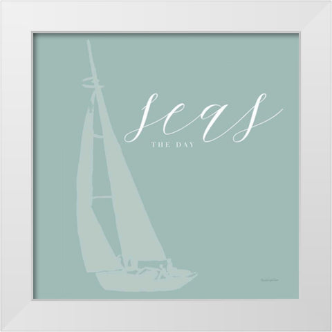 Seas the Day White Modern Wood Framed Art Print by Charro, Mercedes Lopez