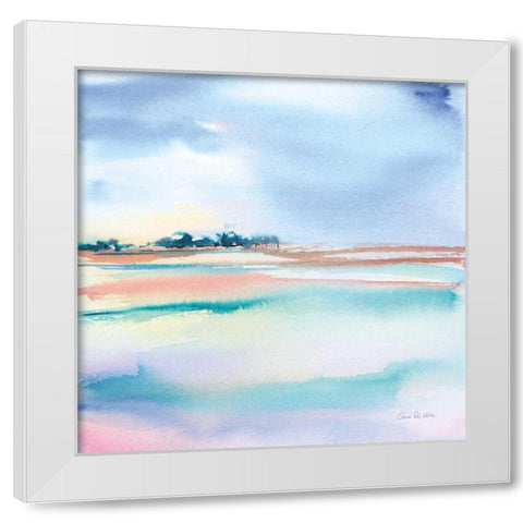 Water and Sand White Modern Wood Framed Art Print by Valle, Aimee Del