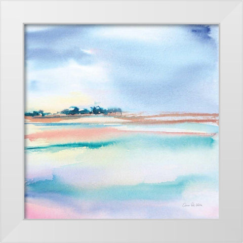Water and Sand White Modern Wood Framed Art Print by Valle, Aimee Del