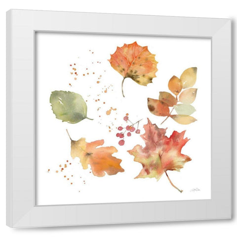 Falling Leaves I White Modern Wood Framed Art Print by Pete, Katrina