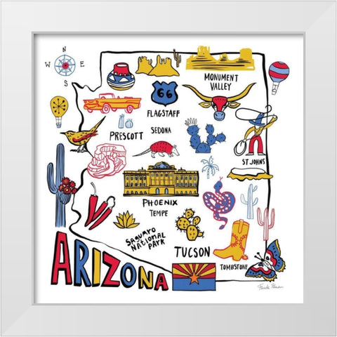 Arizona White Modern Wood Framed Art Print by Zaman, Farida