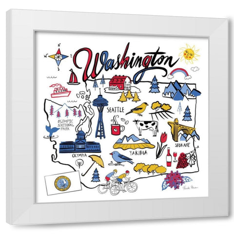 Washington White Modern Wood Framed Art Print by Zaman, Farida