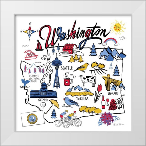 Washington White Modern Wood Framed Art Print by Zaman, Farida