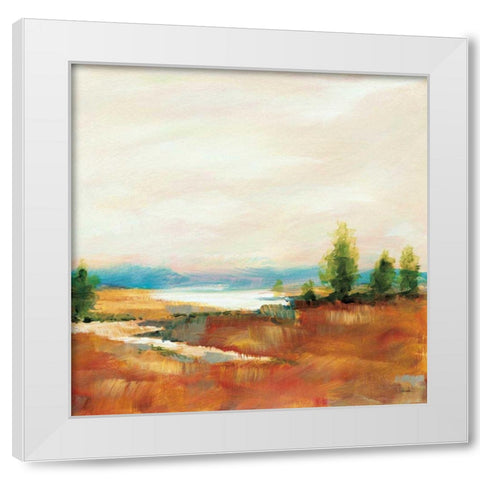 Amity Pond Sq White Modern Wood Framed Art Print by Schlabach, Sue