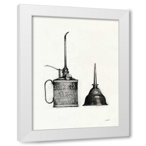 Oil Cans with Color Crop White Modern Wood Framed Art Print by Schick, Mike