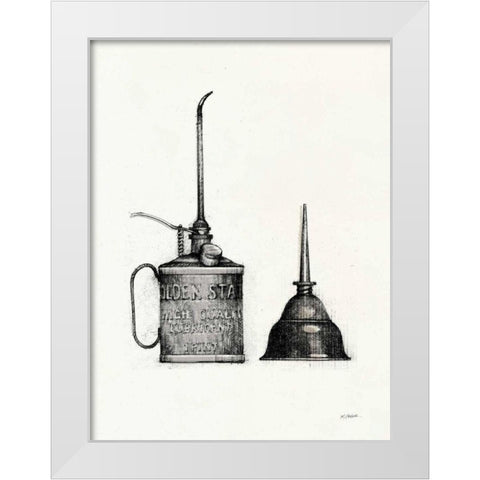 Oil Cans with Color Crop White Modern Wood Framed Art Print by Schick, Mike