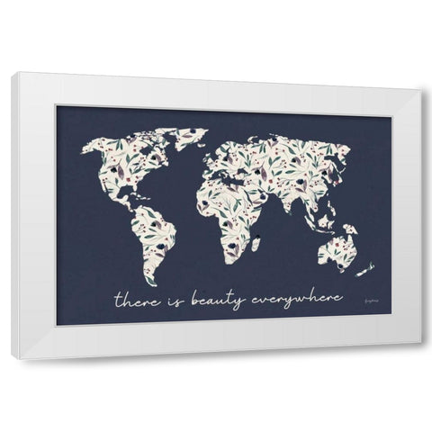 Floral Mapped Out White Modern Wood Framed Art Print by Thorns, Becky