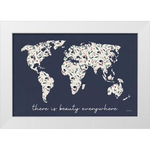 Floral Mapped Out White Modern Wood Framed Art Print by Thorns, Becky