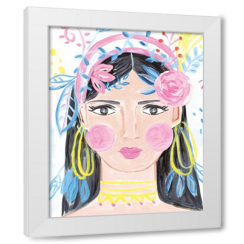 Boho Lady III White Modern Wood Framed Art Print by Zaman, Farida