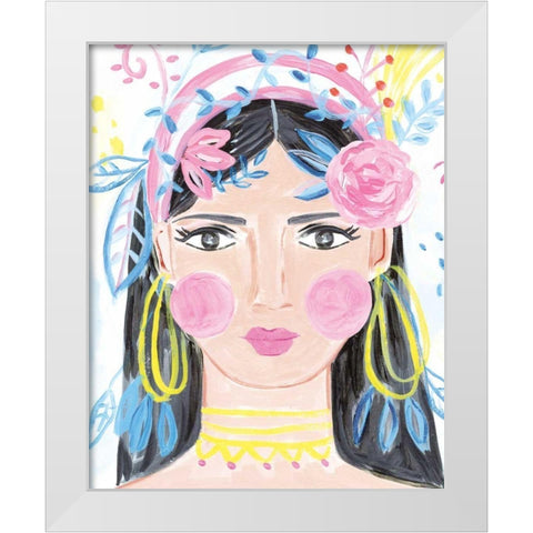 Boho Lady III White Modern Wood Framed Art Print by Zaman, Farida