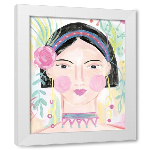 Boho Lady V White Modern Wood Framed Art Print by Zaman, Farida