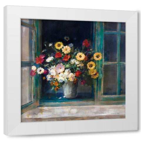 All Abloom White Modern Wood Framed Art Print by Nai, Danhui