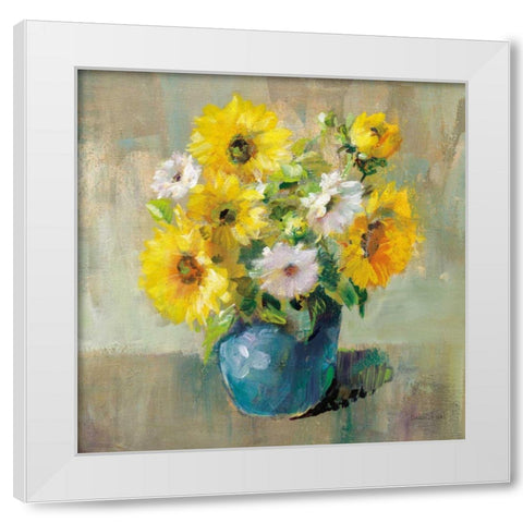 Sunflower Still Life I White Modern Wood Framed Art Print by Nai, Danhui