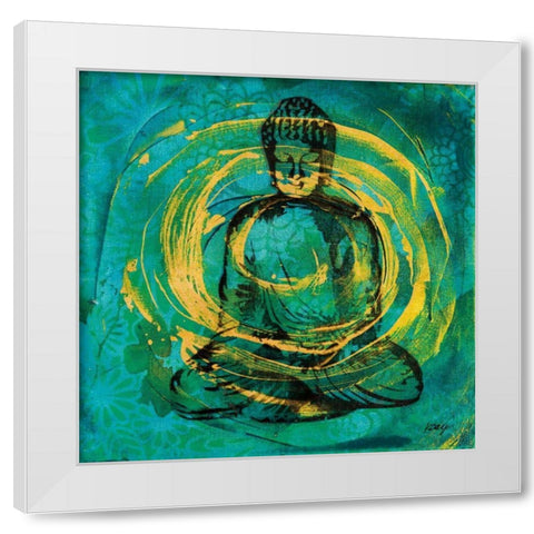 Centered Buddha White Modern Wood Framed Art Print by Day, Kellie