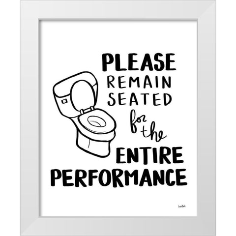 Bathroom Etiquette III - rev font v1 White Modern Wood Framed Art Print by York, Leah