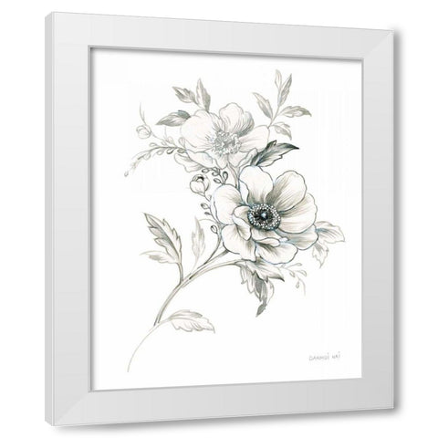Sketchbook Garden VII BW White Modern Wood Framed Art Print by Nai, Danhui
