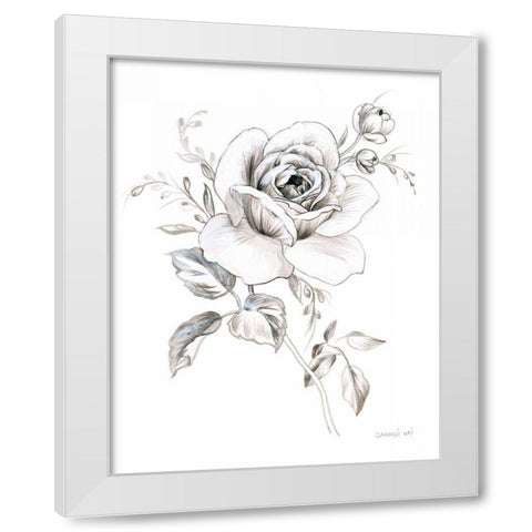 Sketchbook Garden IX BW White Modern Wood Framed Art Print by Nai, Danhui