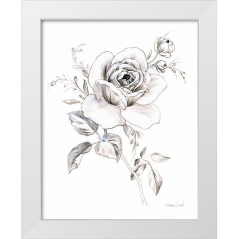 Sketchbook Garden IX BW White Modern Wood Framed Art Print by Nai, Danhui