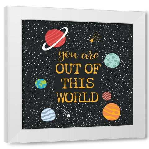 Out of this World Charcoal Sq White Modern Wood Framed Art Print by Panganiban, Karyn