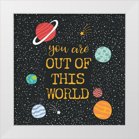 Out of this World Charcoal Sq White Modern Wood Framed Art Print by Panganiban, Karyn