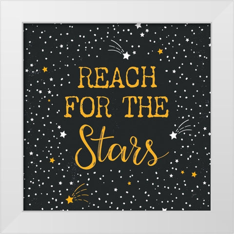 Reach for the Stars Charcoal Sq White Modern Wood Framed Art Print by Panganiban, Karyn