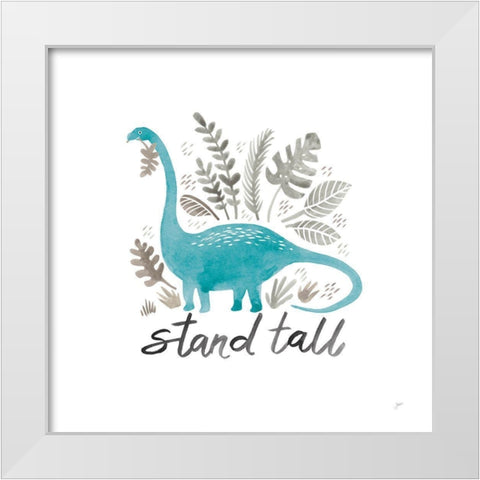 Dino Inspiration II Aqua White Modern Wood Framed Art Print by Panganiban, Karyn