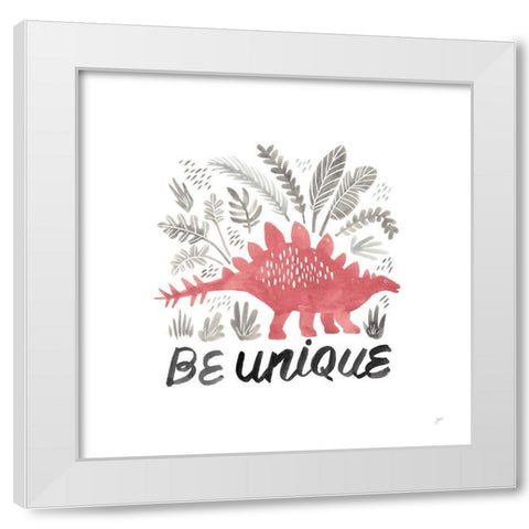 Dino Inspiration III Coral White Modern Wood Framed Art Print by Panganiban, Karyn